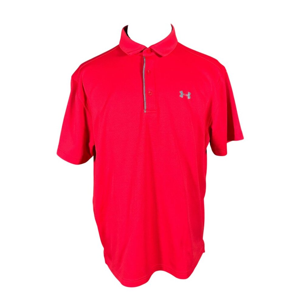 Under Armour Men's XL Red HeatGear Polo Shirt Loose Fit Performance Golf XL